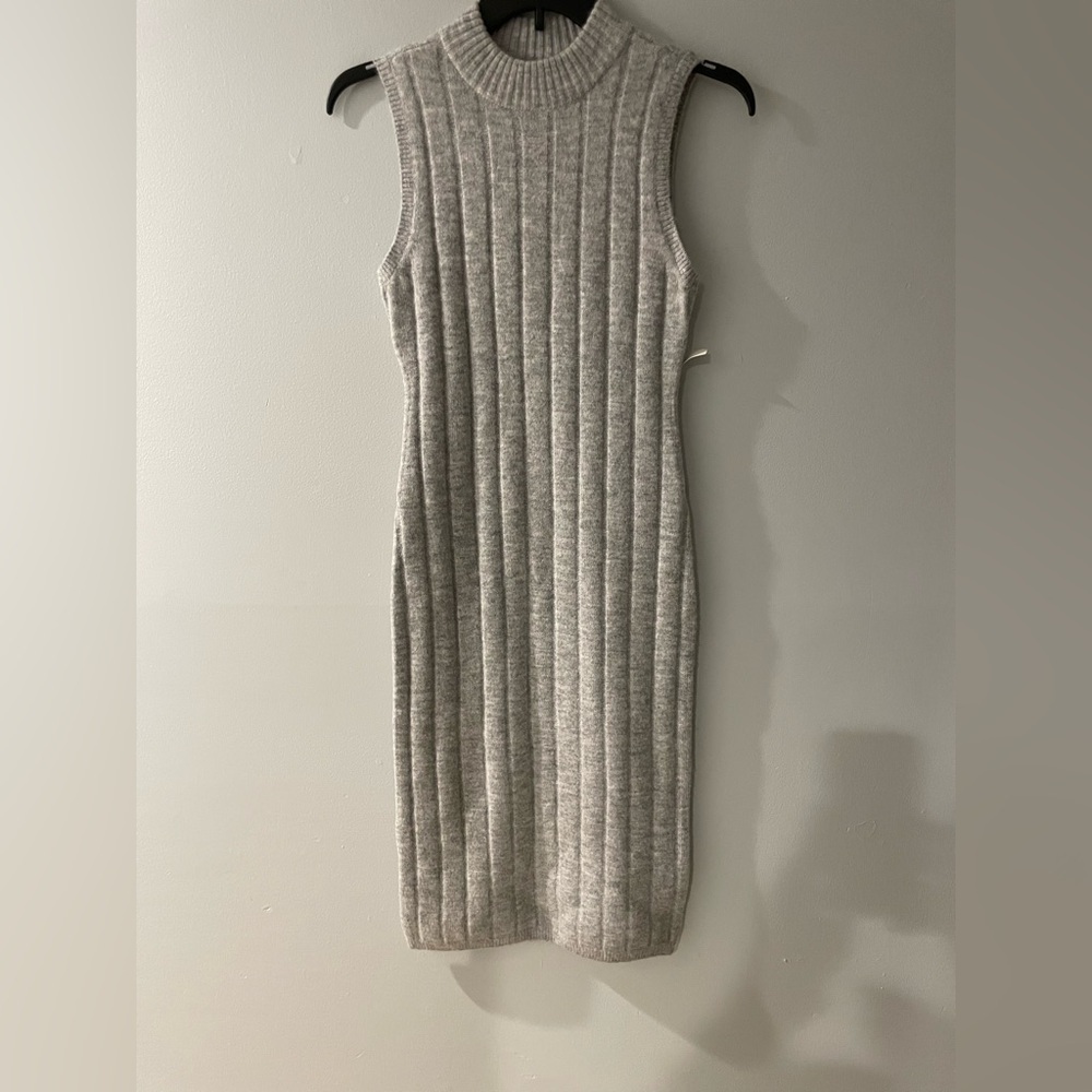 House of Harlow 1960 Knit Mock Turtleneck Sleeveless grey Sweater Dress size XS